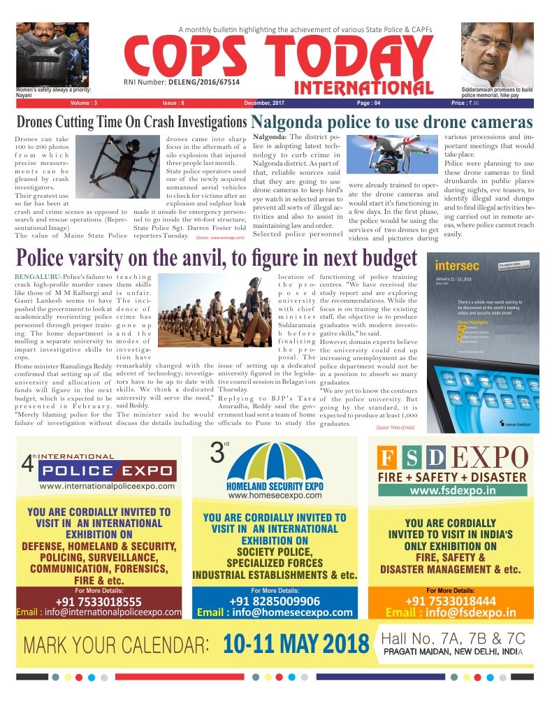 Cops Today News Paper of December 2017