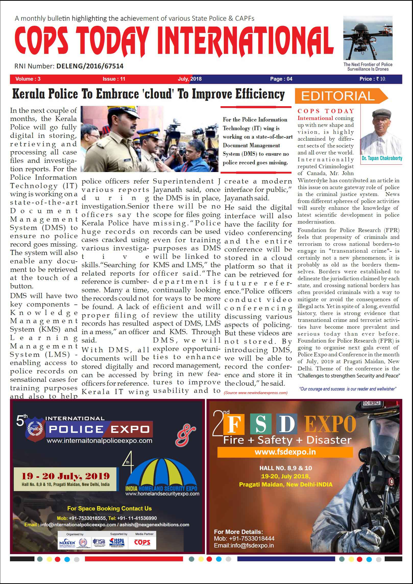 Cops Today News Paper of July 2018